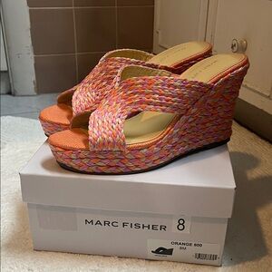 Marc Fisher Women's Orange and Pink Wedge Sandals